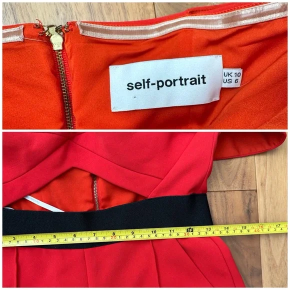 Self-Portrait Off-Shoulder Jumpsuit Red US 6 - Picture 13 of 16